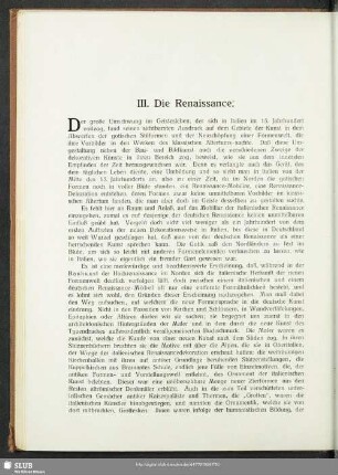 III. Die Renaissance