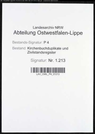 Zivilstandsregister der Stadt Iserlohn (T 1813). (Gemeinde: Iserlohn, Stadt)