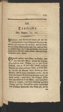 XIII. Taufrede über Nehem. 13, 31