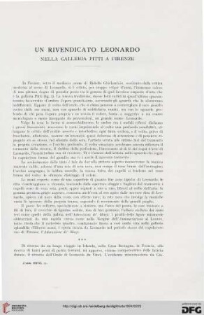 27: Un rivendicato Leonardo nella Galleria Pitti a Firenze