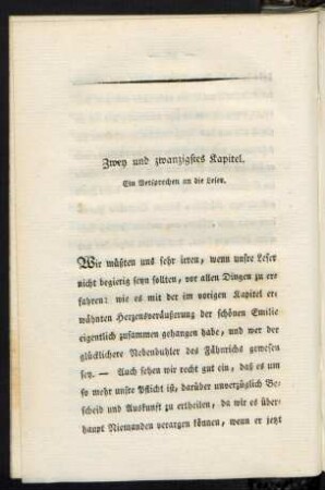 Zwey und zwanzigstes Kapitel. ein Versprechen an die Leser.