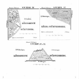 Kartenblatt SW XXXIV 21 22 SW XXXVII 20 SW XXXVII 22 Stand 1861 (Multiblatt 1:5000, nur hohenzollerischer Teil)