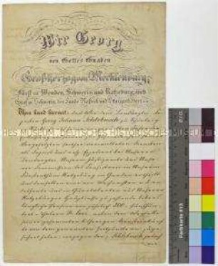 Entlassungsurkunde für den Kopisten Georg Johann Schlebusch