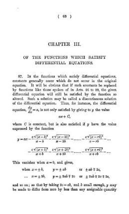 Chapter III. Of the Functions which satisfy differential Equations.