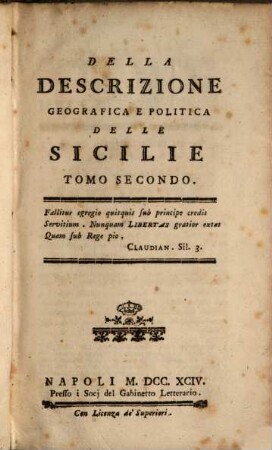 Della Descrizione Geografica E Politica Delle Sicilie, 2