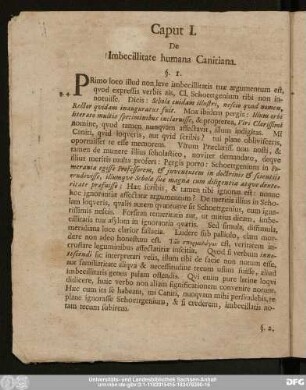 Caput I. De Imbecillitate humana Canitiana.