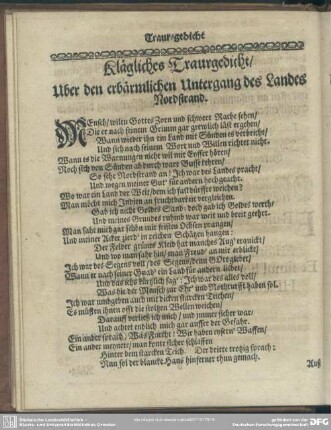 Klägliches Traurgedicht, Uber den erbärmlichen Untergang des Landes Nordstrand