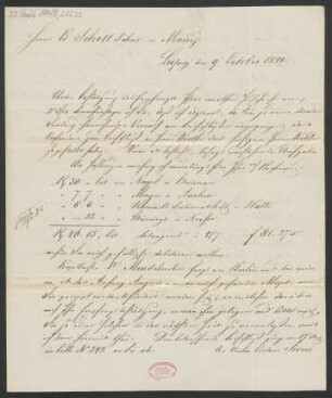 Brief an B. Schott's Söhne : 09.10.1841
