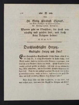 316-329, VIII. Hr. Georg Christoph Sigwart, Warum gibt es Menschen, die sonst vernünftig und gelehrt sind, und doch keine Religion haben?