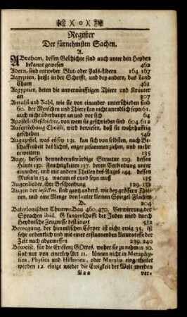 Register der fürnehmsten Sachen