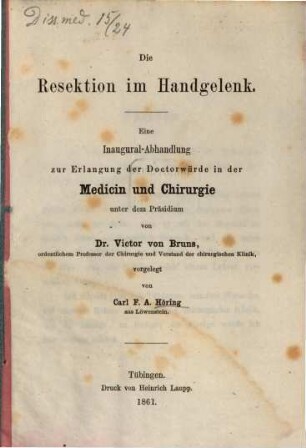 Die Resektion im Handgelenk : Inaug. Diss.