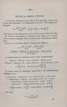 ENCORE LA FORMULE D'OZANAM.