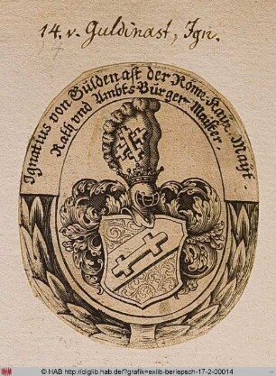 Wappen des Ignaz von Guldinast