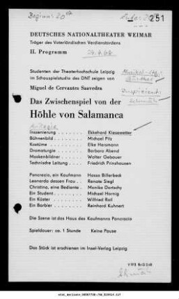 Das Zwischenspiel von der Höhle von Salamanca