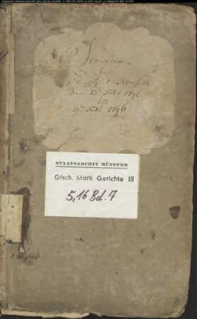 Belege zum Hypothekenbuch ("Scrinium") des Ksp. Rönsahl Bd. 7