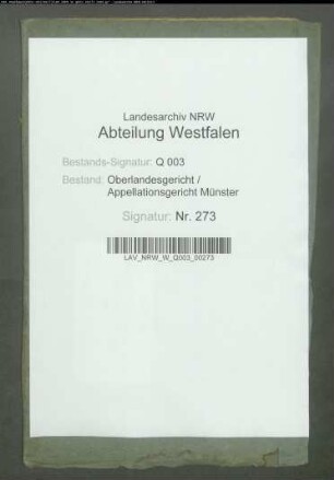 Registratur der vormaligen Münsterschen Geheimen Kriegskanzlei