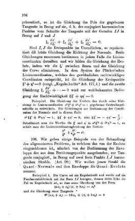 Quasi-Normale und Quasi-Evolute. Anwendung auf Kegelschnitte.