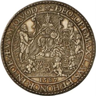 Medaille auf die englische Unterstützung der Protestanten in den Vereinigten niederländischen Provinzen, 1587