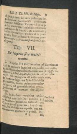 Tit. VII. De Nuptiis sive matrimoniis