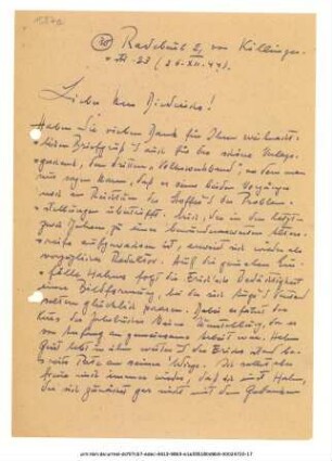 Brief von Adolf Spamer an Peter Diederichs 26.12.1944