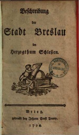 Beschreibung der Stadt Breslau im Herzogthum Schlesien