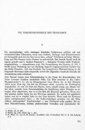 VII. Erscheinungsbild des Triolismus