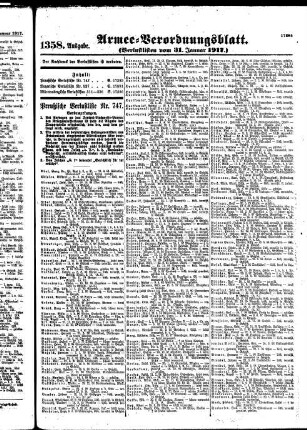1358.Ausgabe. Mittwoch, 31. Januar 1917