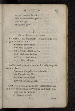 II. §. De la Syntaxe de Verbes.