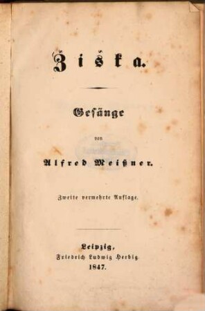 Žiška : Gesänge von Alfred Meissner