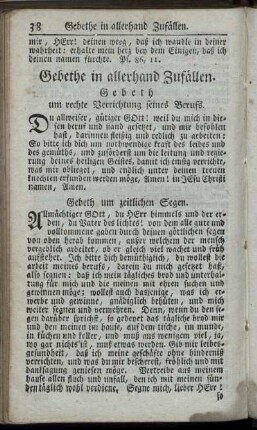 Gebethe in allerhand Zufällen.