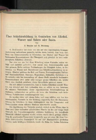 Über Schichtenbildung in Gemischen von Alkohol, Wasser und Salzen oder Basen.