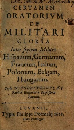 Certamen oratorium de militari gloria inter septem milites