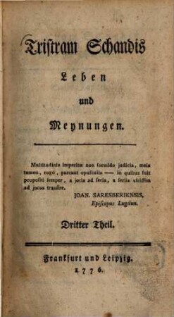 Tristram Schandis Leben und Meynungen, 3