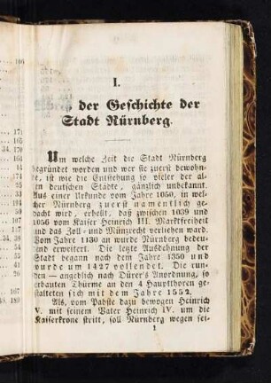 I. Abriß der Geschichte der Stadt Nürnberg.