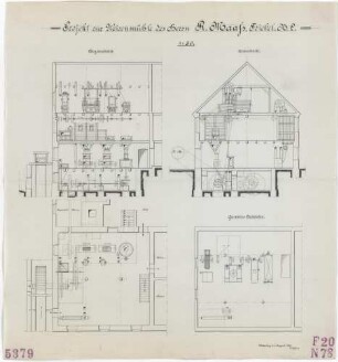 Technische Zeichnung : Projekt zur Weizenmühle des Herrn R. Maaß, Triebel, Niederlausitz