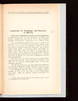 Phlorhizinversuche am Carenzkaninchen : als Beitrag zur Lehre von der Entstehung von Zucker aus Eiweiss ; (Bericht über eine mit ad. Ritter gemeinschaftlich geführte Untersuchung) ; (Vorgetragen am 7. Februar 1893)