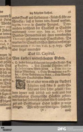 Das III. Capitul. Von Lutheri wiederstehenden Gebete.