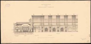 Hauptbahnhof, Frankfurt/Main Empfangsgebäude: Schnitt der Bahnhofshalle mit Innenansicht
