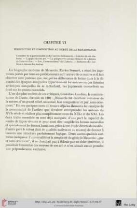 Chapitre VI: Perspective et composition au début de la Renaissance
