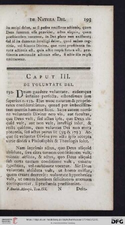 Caput III: De voluntate Dei