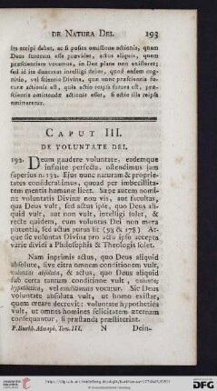 Caput III: De voluntate Dei