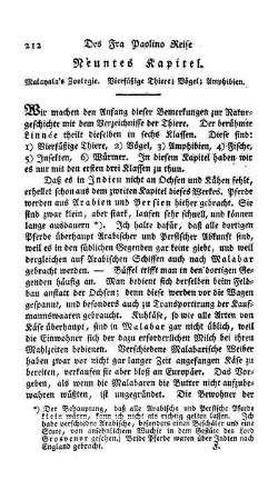 Neuntes Kapitel - Malayala's Zoologie. - Vierfüßige Thiere; Vögel; Amphibien
