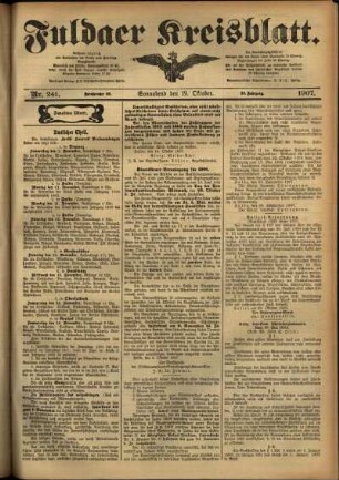 Zweite Ausgabe vom Samstag, den 19. Oktober 1907.