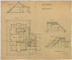 Fischer, Theodor; Wiesbaden; Museum - Bauteil A V. (Grundriss); Schnitte