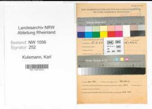 Entnazifizierung Karl Kulemann , geb. 22.11.1904 (Tischler)