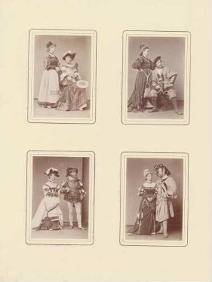 4 Aufnahmen von Paaren in Charakterkostümen