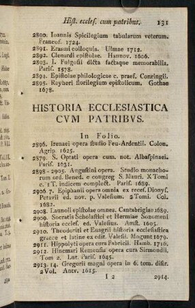 131-147, Historia ecclesiastica cum patribus.