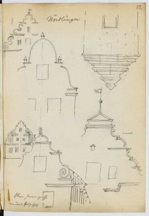 Giebel, Nördlingen: Ansichten, Details (aus: Skizzen- und Fotoalbum 24)