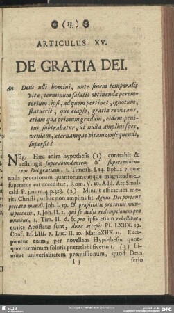 Articulus XV. De Gratia Dei