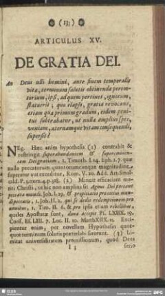 Articulus XV. De Gratia Dei